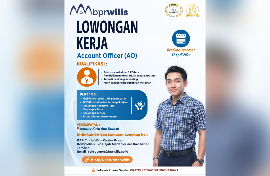 Lowongan Kerja AO untuk Penempatan Kantor Kas Jember Kota dan Kas Kalisat