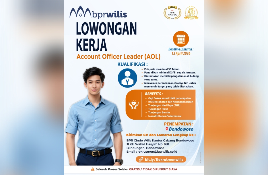 Lowongan Kerja AO Leader untuk Penempatan Kantor Cabang Bondowoso