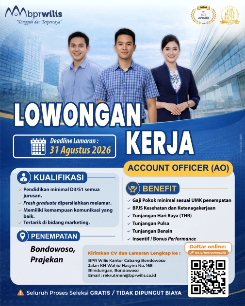 Lowongan Kerja Account Officer untuk Kantor Cabang Bondowoso