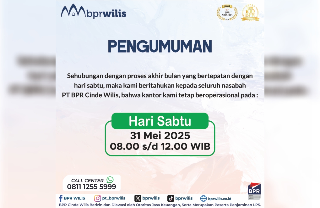 Pengumuman Operasional Kantor di Hari Sabtu
