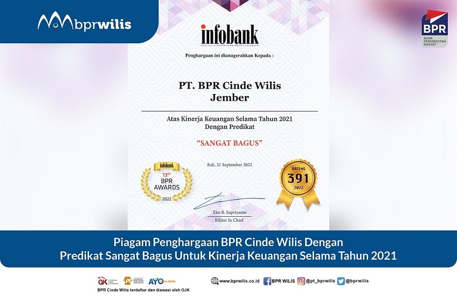 BPR Cinde Wilis Kembali Meraih Penghargaan Infobank