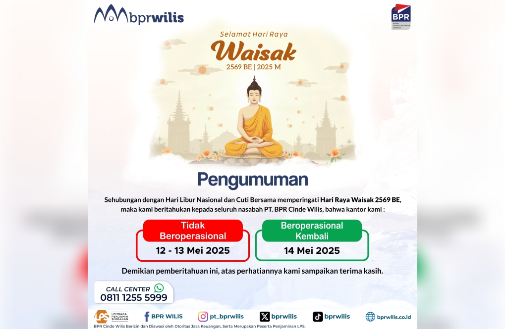 Pengumuman Hari Libur Nasional Memperingati Hari Raya Waisak dan Cuti Bersama